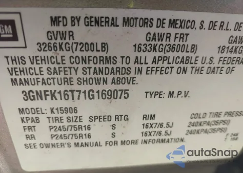 2001 Chevrolet Suburban 1500 Ls from USA, damaged, VIN 3GNFK16T71G169075